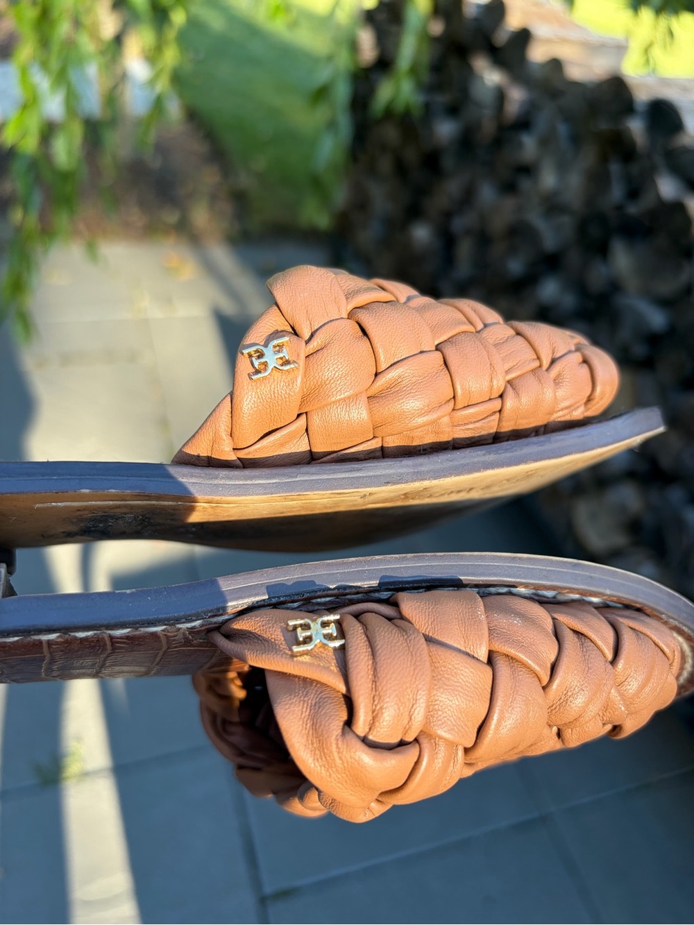 Sam Edelman Griffin Woven Leather Flat Slide Sandals Brown – Size 8.5 - Picture 3 of 4
